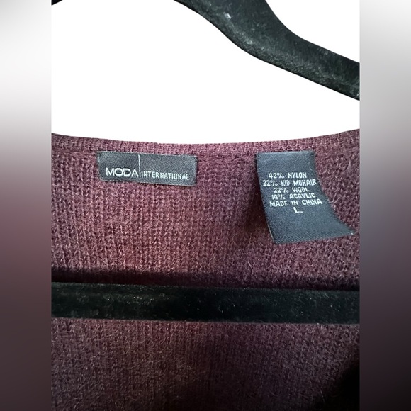 Moda International Women Sweater Shirt Top Blouse Size Large Burgundy Y2K - Picture 3 of 4